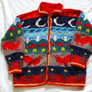 Chicken chunky knit wool sweater